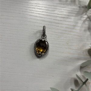 Judith Ripka Whiskey Color Quartz Pendant Sterling Silver Beautiful Silver Frame